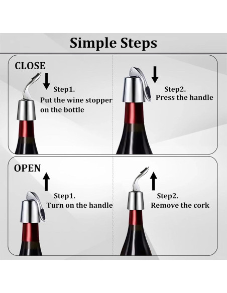Juego de 2 Tapones de Vino Pafusen Acero Inoxidable Negro Juego de 2 Tapones de Vino Pafusen Acero Inoxidable Negro