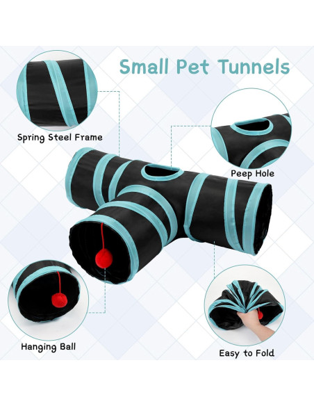 Túnel Colapsable para Cobayas Rypet 3 Vías 47 cm Azul Negro Túnel Colapsable para Cobayas Rypet 3 Vías 47 cm Azul Negro
