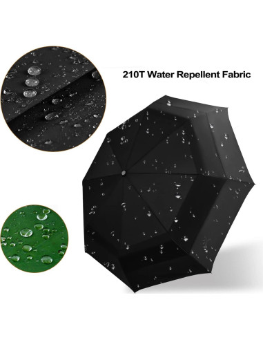 Paraguas de Golf Plegable Lejorain 137cm Automático Negro