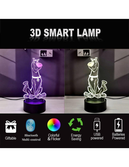 Lámpara Nocturna 3D Perro Cartoon Olwekqx Control APP 7 Colores Lámpara Nocturna 3D Perro Cartoon Olwekqx Control APP 7 Colores