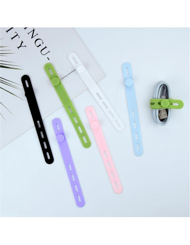 24 Bridas Reutilizables de Silicona Jerown para Cables Multi-color