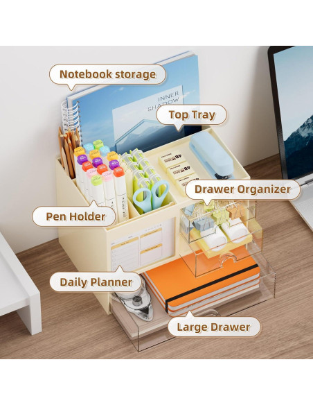 Organizador de Escritorio Marbrasse Beige con 3 Cajones Organizador de Escritorio Marbrasse Beige con 3 Cajones