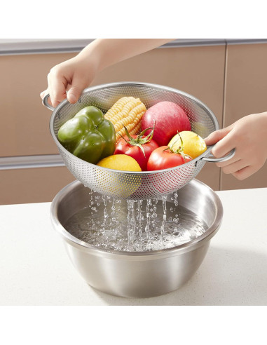 Juego de Coladores de Acero Inoxidable E-far 3 Piezas 1-3-5 QT