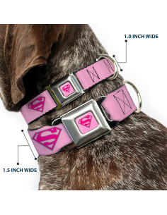 Collar de Perro Buckle-Down Superman Rosa 2.5cm Ancho 23-38cm 2