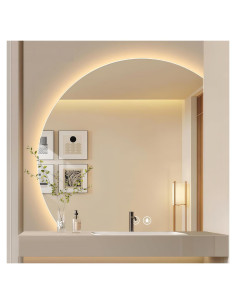Espejo LED IYTBILQ 81.28 cm Redondo con Anti-vaho y 3 Colores