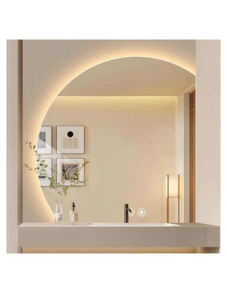 Espejo LED IYTBILQ 81.28 cm Redondo con Anti-vaho y 3 Colores Espejo LED IYTBILQ 81.28 cm Redondo con Anti-vaho y 3 Colores