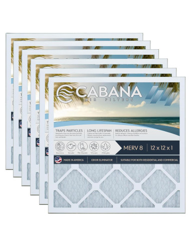 Filtros de Aire Cabana 12x12x1 Merv 8 - Paquete de 6