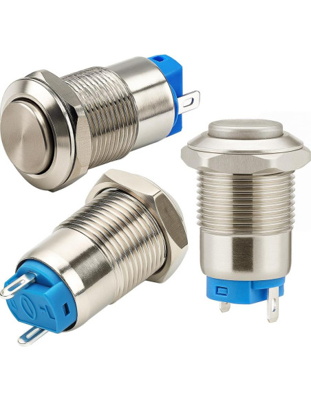 4 Interruptores de Botón Pulsador Metálico 12mm IP65 Gebildet 4 Interruptores de Botón Pulsador Metálico 12mm IP65 Gebildet