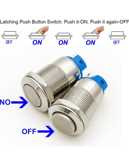 4 Interruptores de Botón Pulsador Metálico 12mm IP65 Gebildet 4 Interruptores de Botón Pulsador Metálico 12mm IP65 Gebildet