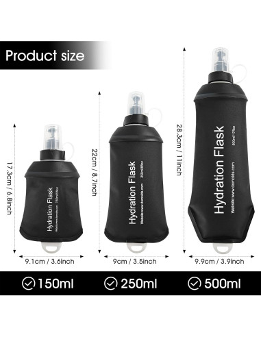 Botella de Agua Plegable GUYI 150ml TPU Negra para Correr