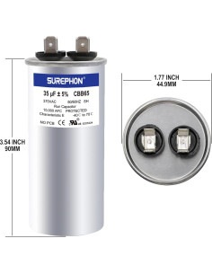 Capacitor SUREPHON 35uF 370V/440V CBB65B para Aire Acondicionado 2