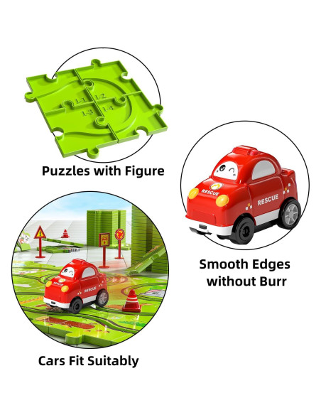 Set de Puzzle de Pista de Carreras TEMI 32 Piezas 3-6 Años Set de Puzzle de Pista de Carreras TEMI 32 Piezas 3-6 Años