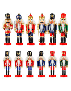 Adorno Cascanueces Navidad Aoriher 12 Piezas 13cm Madera