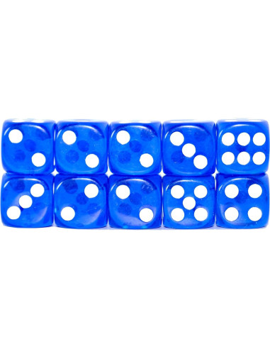 Paquete de 10 Dados D6 Transparentes 16mm Azul SmartDealsPro