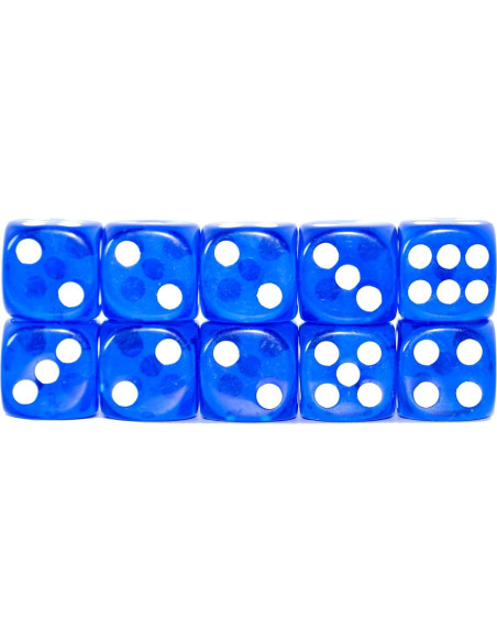 Paquete de 10 Dados D6 Transparentes 16mm Azul SmartDealsPro Paquete de 10 Dados D6 Transparentes 16mm Azul SmartDealsPro