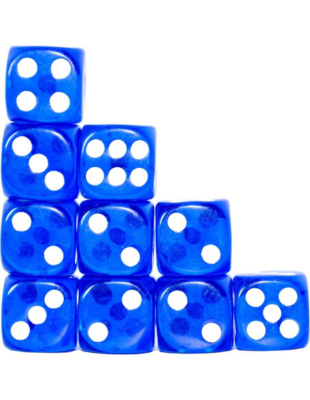 Paquete de 10 Dados D6 Transparentes 16mm Azul SmartDealsPro Paquete de 10 Dados D6 Transparentes 16mm Azul SmartDealsPro