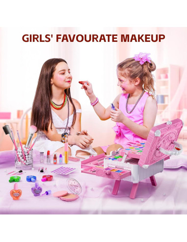 Kit de Maquillaje Lavable para Niñas Mqsiuve - 62 Piezas