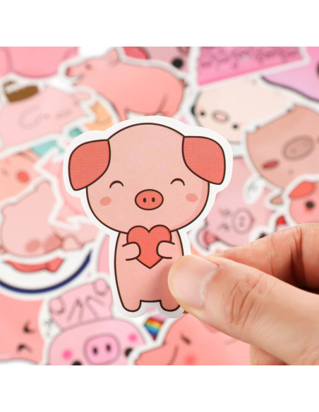 Pegatinas Kawaii de Cerdo Rosa - 100 Piezas PVC Impermeables Pegatinas Kawaii de Cerdo Rosa - 100 Piezas PVC Impermeables