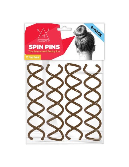 Pasadores Espirales para Cabello HAWWWY Marrón - Pack de 4 Pasadores Espirales para Cabello HAWWWY Marrón - Pack de 4