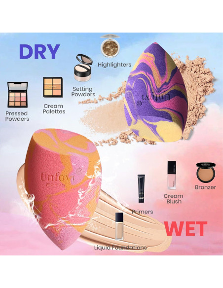 Juego de 7 Esponjas de Maquillaje Unfovi Tricolores Juego de 7 Esponjas de Maquillaje Unfovi Tricolores
