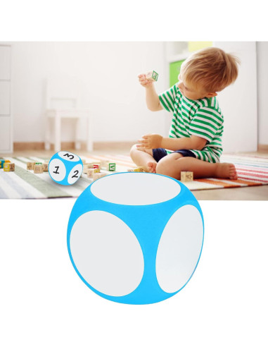 Dados Escribibles Limpiables Cryfokt 10cm para Enseñanza Azul
