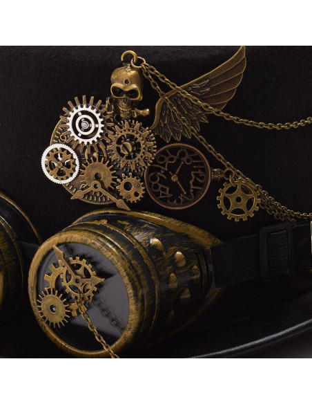 Sombrero de Copa Steampunk GRACEART con Gafas Removibles Sombrero de Copa Steampunk GRACEART con Gafas Removibles