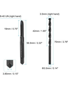 Juego de Brocas y Machos uxcell 8-40 UN + 3.5mm Acero Rápido 2