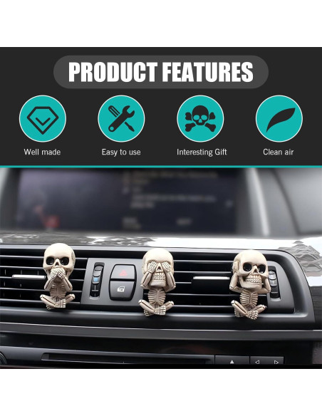 3 Clips Ambientador Calavera Sinytuto para Auto Universal 3 Clips Ambientador Calavera Sinytuto para Auto Universal