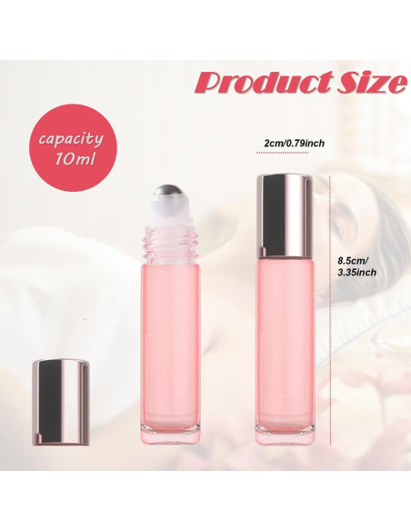 Paquete de 12 Botellas de Rodillo Vidrio Rosa 10ml Doromy Paquete de 12 Botellas de Rodillo Vidrio Rosa 10ml Doromy