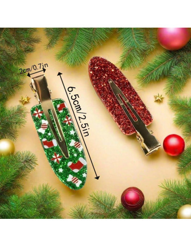 6 Clips de Pelo de Navidad Meekest Sin Doblado Rojo
