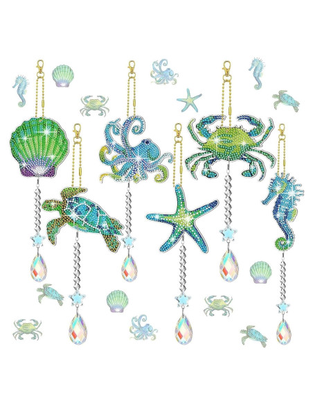 Kit de Arte de Diamante 5D AUAUY 6 Piezas Animales Marinos Kit de Arte de Diamante 5D AUAUY 6 Piezas Animales Marinos