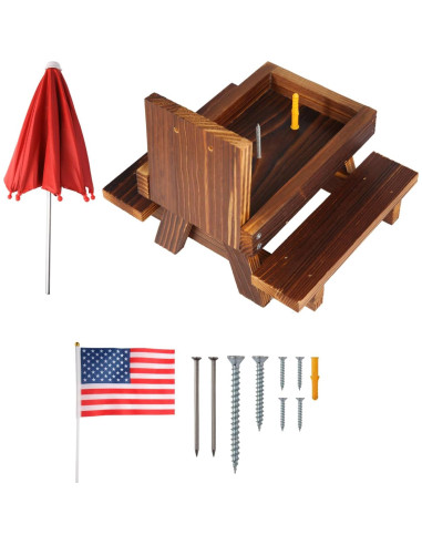 Comedero de mesa para ardillas USHINE GARDENS de madera