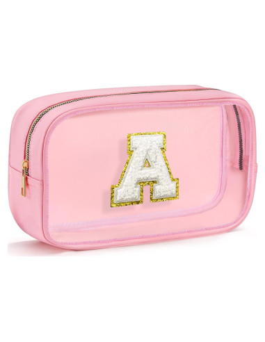 Bolsa de Maquillaje Transparente Rosa - Multiusos 26.9x7.9x17cm