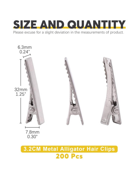 200 Clips de Pelo Cocodrilo Mardatt 3.2 cm Plateados para DIY 200 Clips de Pelo Cocodrilo Mardatt 3.2 cm Plateados para DIY