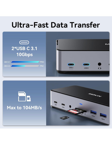 Estación de Acoplamiento USB C MOKiN 13 en 1 4K 150W