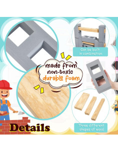 Juego de Bloques de Construcción Deekin 25 Pzs Espuma EVA Gris 2