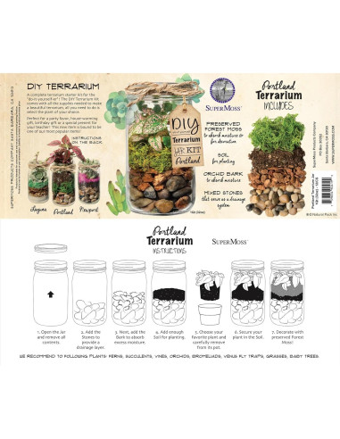 Kit de Terrario DIY SuperMoss Portland - Tarro de Mason 0.81 kg