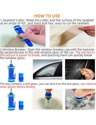 Rompe Ventanas de Auto Allelic B01 - Cortador de Cinturón Azul