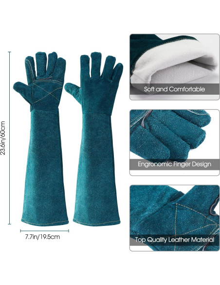 Guantes para Manejo de Animales AOWPFVV 60cm Verde Grande Guantes para Manejo de Animales AOWPFVV 60cm Verde Grande