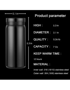 Botella Térmica Boenkush 200 ml Acero Inoxidable Negro 2