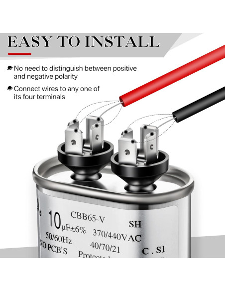 Capacitor Umigy CBB65B-V 10uF 370/440VAC Doble 2 Piezas Capacitor Umigy CBB65B-V 10uF 370/440VAC Doble 2 Piezas