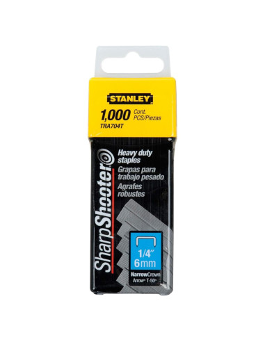 Grapas de alta resistencia Stanley TRA704T 1/4" (6.35 mm) 1000/caja