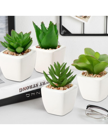 Plantas Suculentas Artificiales Hollyone 4Pcs en Macetas Cerámicas Plantas Suculentas Artificiales Hollyone 4Pcs en Macetas Cerámicas