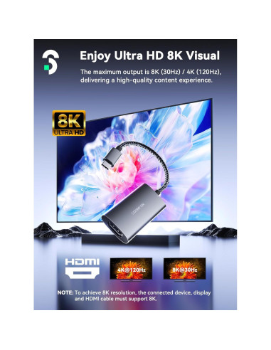 Adaptador USB C a HDMI SOOMFON 4K 120Hz Compatible PS5 Xbox
