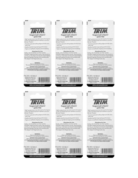 Cortador de Uñas Trim con Lima - Paquete de 6 Unidades Cortador de Uñas Trim con Lima - Paquete de 6 Unidades