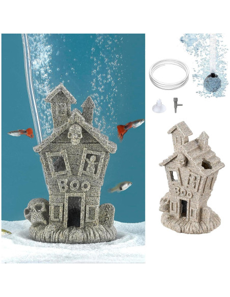 Casa Embrujada Carefree Fish para Peces - Decoración Halloween 10.9x7.1x14 cm Casa Embrujada Carefree Fish para Peces - Decoración Halloween 10.9x7.1x14 cm
