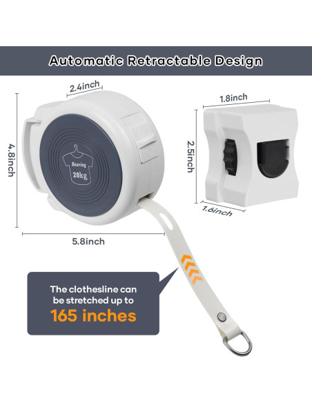 Cuerda de Ropa Retráctil Masterwise 4.19m Antideslizante Cuerda de Ropa Retráctil Masterwise 4.19m Antideslizante