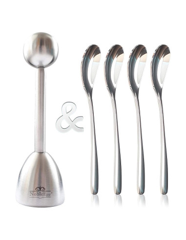 Cortador de Huevos NobleEgg + 4 Cucharas de Acero Inoxidable
