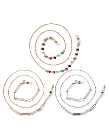 Cadena de Gafas con Cuentas - 3 Piezas Elegantes para Mujeres