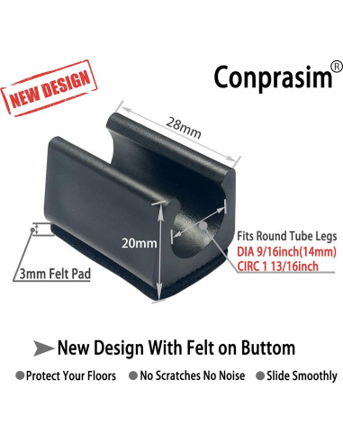Tapa de patas de silla Conprasim 14mm con almohadillas fieltro 8Pack